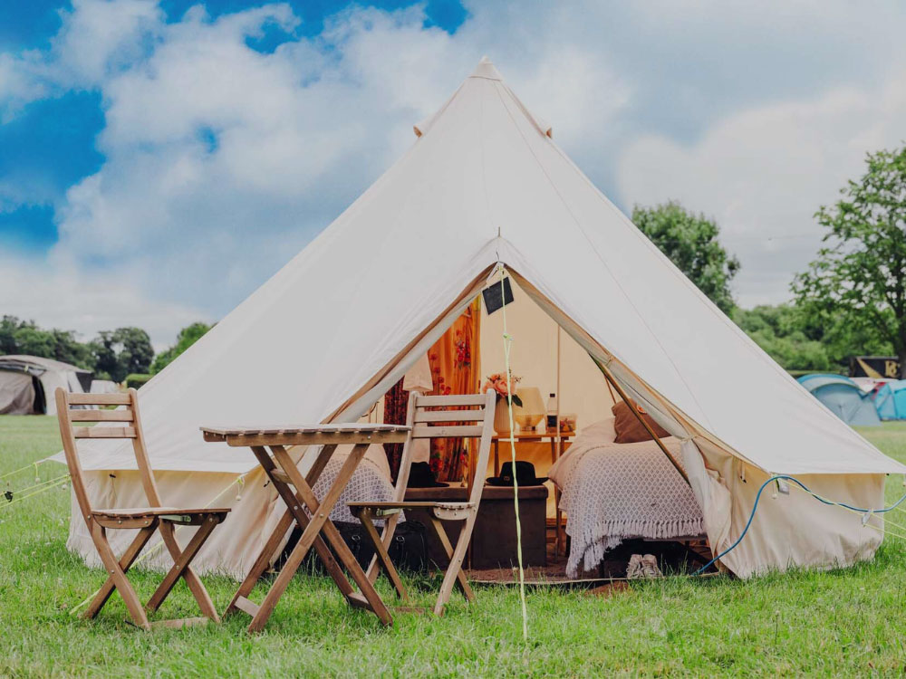 Glamping Tent situated in a green field